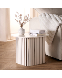 OHS Madison Ribbed Side Table - Cream