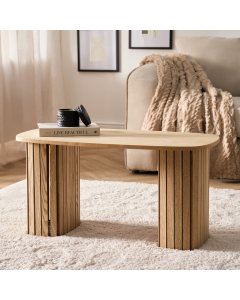 OHS Madison Ribbed Coffee Table - Light Wood