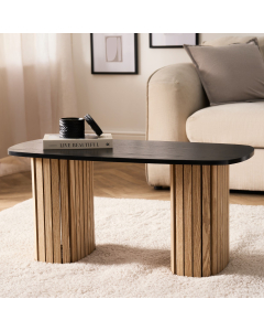 OHS Madison Ribbed Coffee Table - Light Wood/Black
