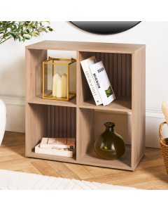 OHS Dallas 4 Cube Panel Storage Unit - Natural Wood