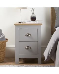 OHS Chicago 2 Drawer Bedside Table - Grey