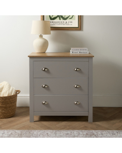 OHS Chicago 3 Drawer Bedside Table - Grey