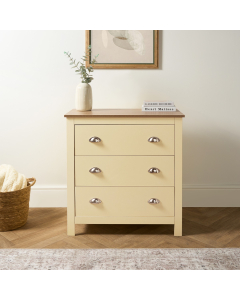 OHS Chicago 3 Drawer Bedside Table - Cream