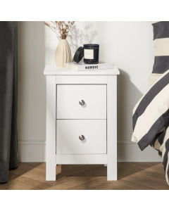 OHS Chicago 2 Drawer Bedside Table - White