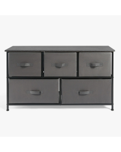 OHS Brooklyn Fabric 5 Drawer Chest - Grey