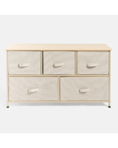 OHS Brooklyn Fabric 5 Drawer Chest - Beige