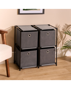 OHS Boston Storage with 4 Fabric Cubes - Grey