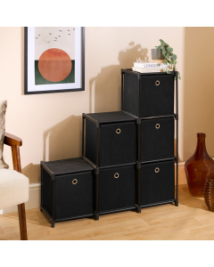 OHS Boston Storage with Fabric Cubes - Black