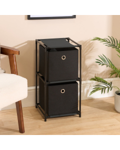 OHS Boston Storage with 2 Fabric Cubes - Black