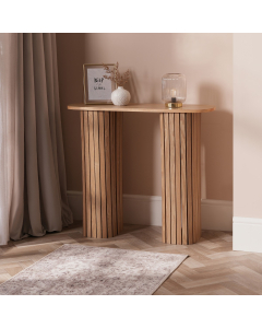 OHS Madison Ribbed Console Table - Light Wood 