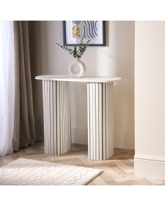 OHS Madison Ribbed Console Table - Cream