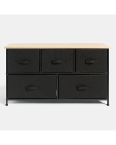 OHS Brooklyn Fabric 5 Drawer Chest - Black