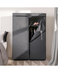 OHS Boston Zip Closure Fabric Double Wardrobe - Charcoal
