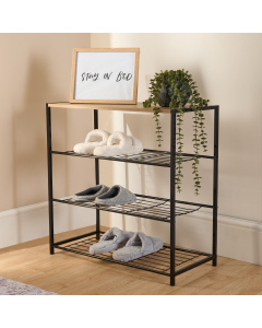OHS Manhattan Multi Purpose 4-Tier Shoe Rack - Light Wood