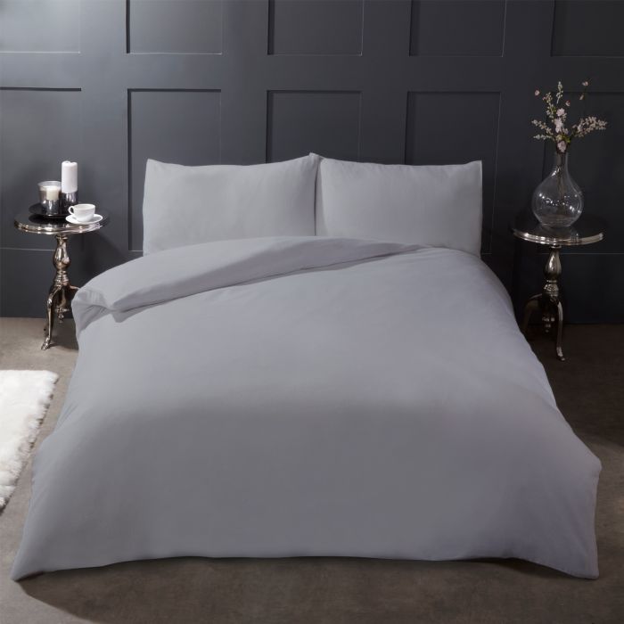 Highams 100 Brushed Cotton Duvet Cover With Pillowcase Plain
