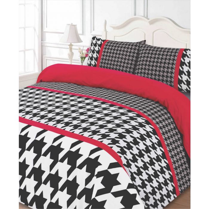 Dreamscene Hounslow Black Red Duvet Cover Bedding Set Super