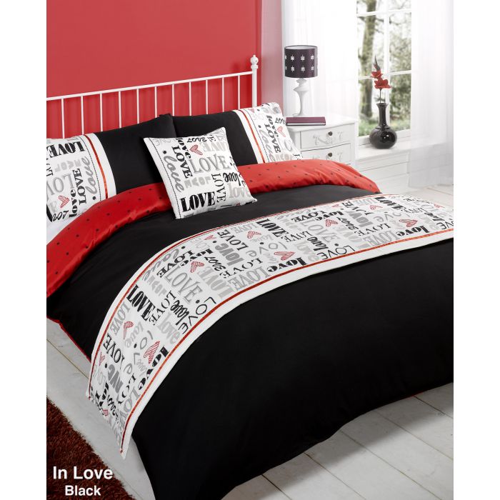 In Love Bed In A Bag Duvet Cover Set Single Red