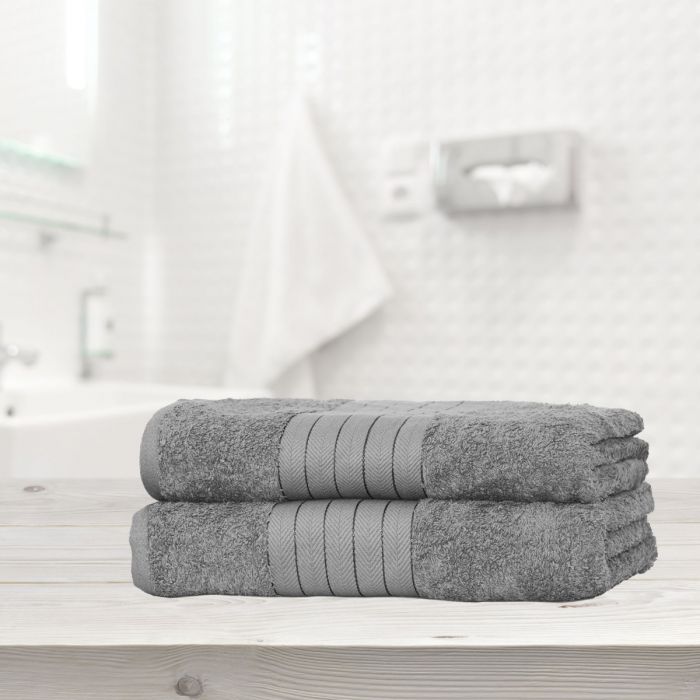 Luxury 100 Cotton 2 Jumbo Bath Sheets Large Towels Bale Silver