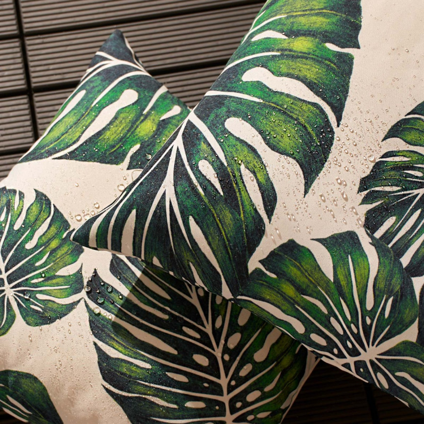 OHS Tropical Print Water Resistant Outdoor Cushion Covers Green/White
