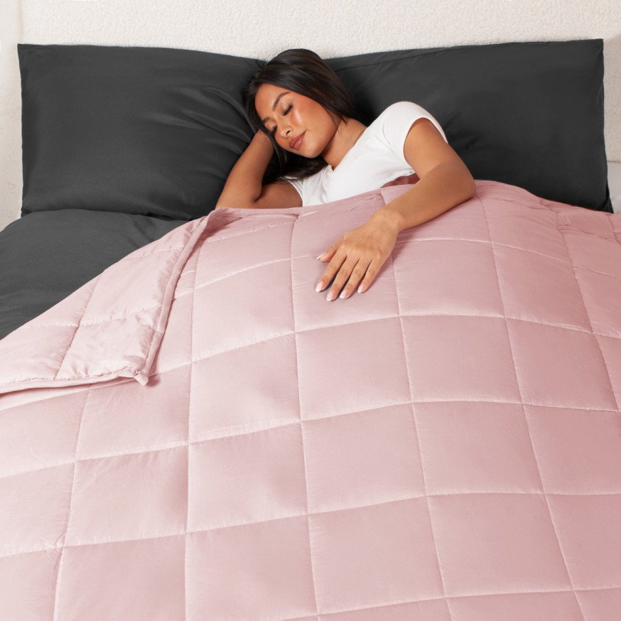 Brentfords Weighted Blanket Quilted Blush Pink, 150 x 200 cm 8kg