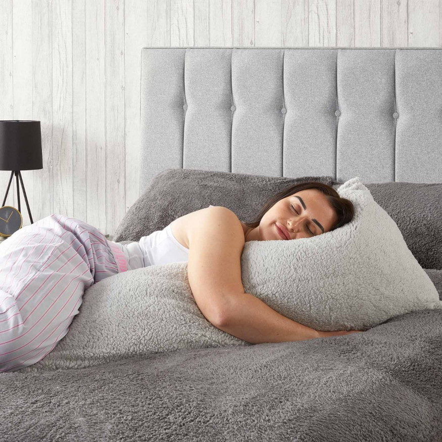 Huggleland Teddy Bolster Pillow Grey