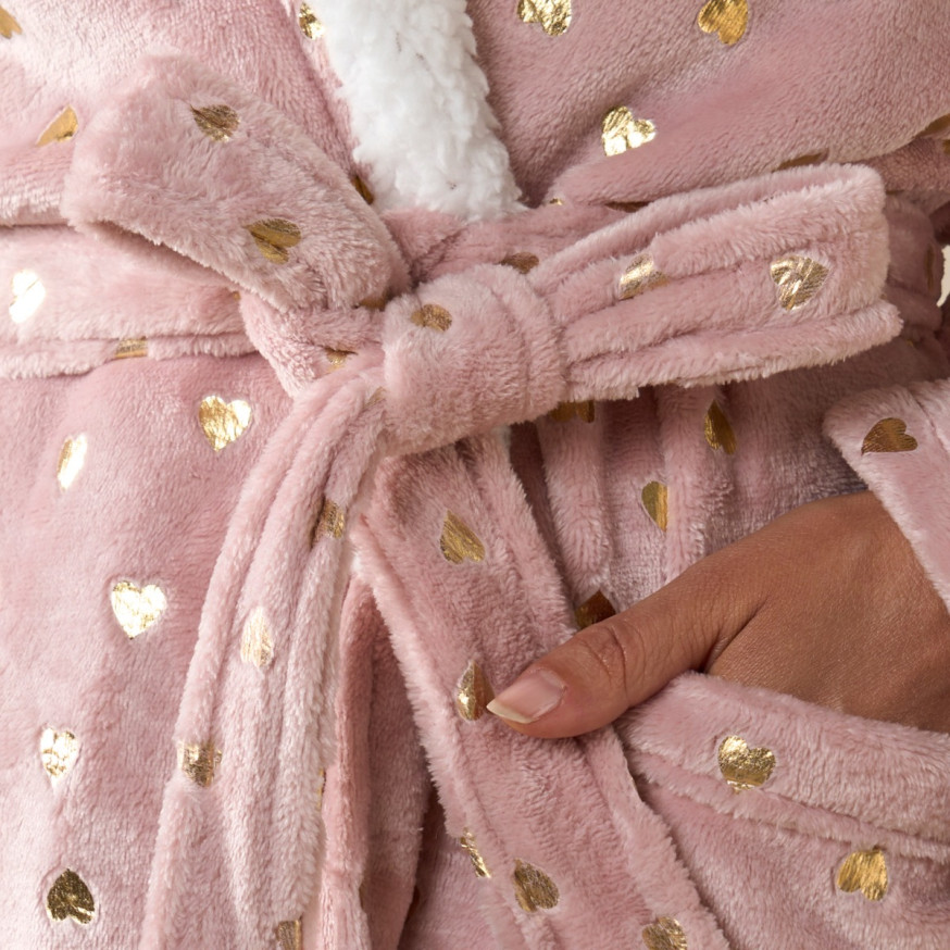 Heart Embossed Plush Dressing Gown