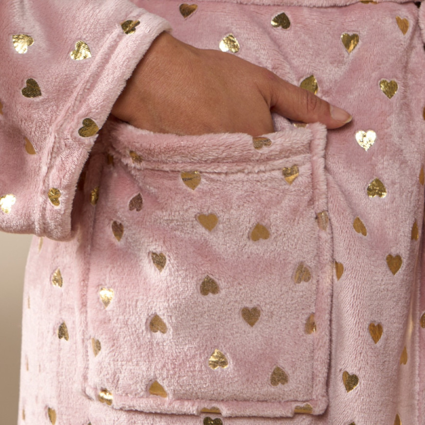 Heart Embossed Plush Dressing Gown main image 0