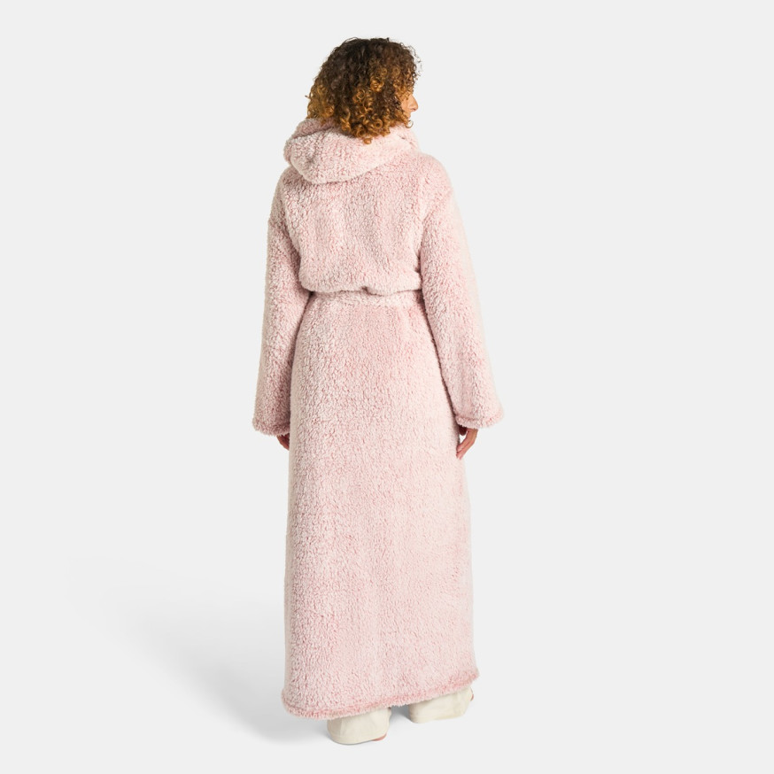 OHS Teddy Marl Dressing Gown Floor Length, Adults - Blush