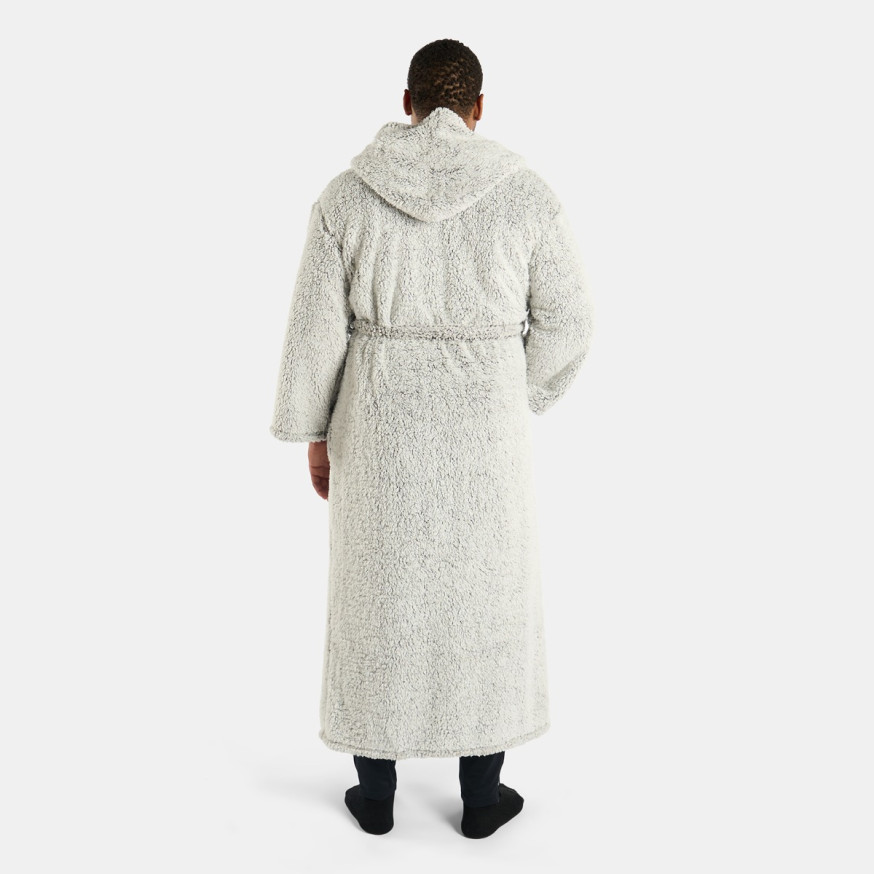 OHS Teddy Marl Dressing Gown Floor Length, Adults - Charcoal