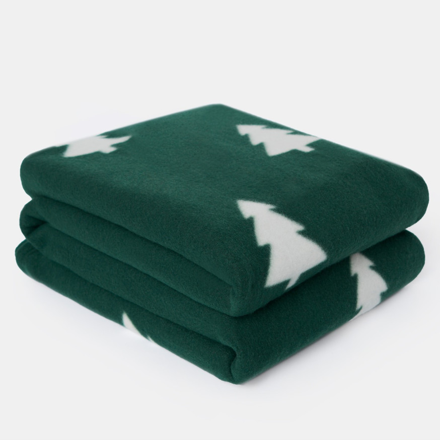 OHS Christmas Tree Print Fleece Throw - Green