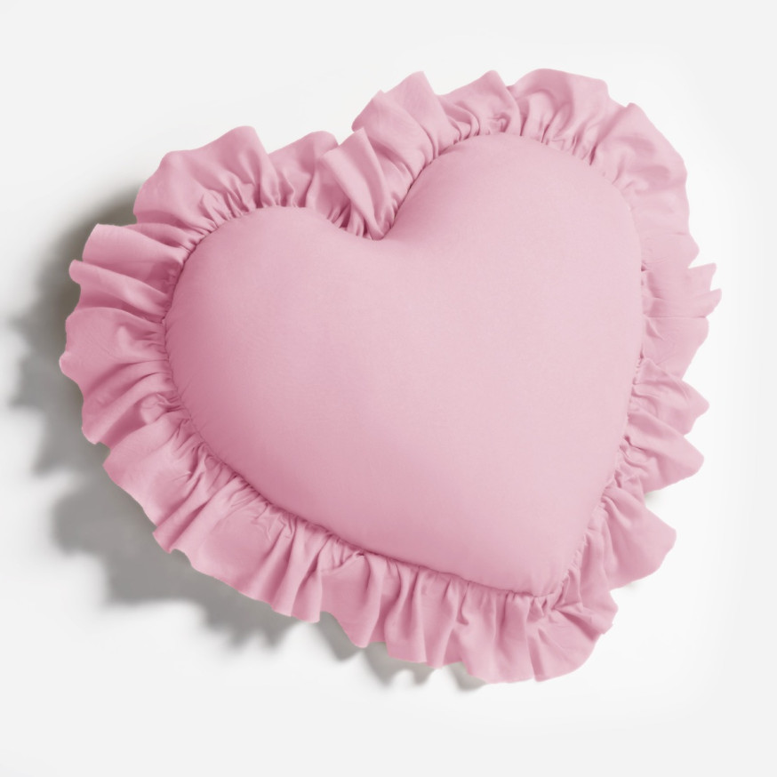 OHS Frill Heart Shaped Scatter Cushion - Pink