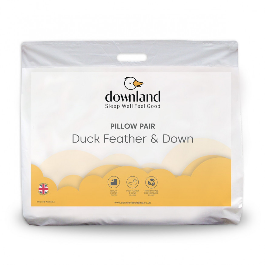 Downland Duck Feather Pillow, White 2PK
