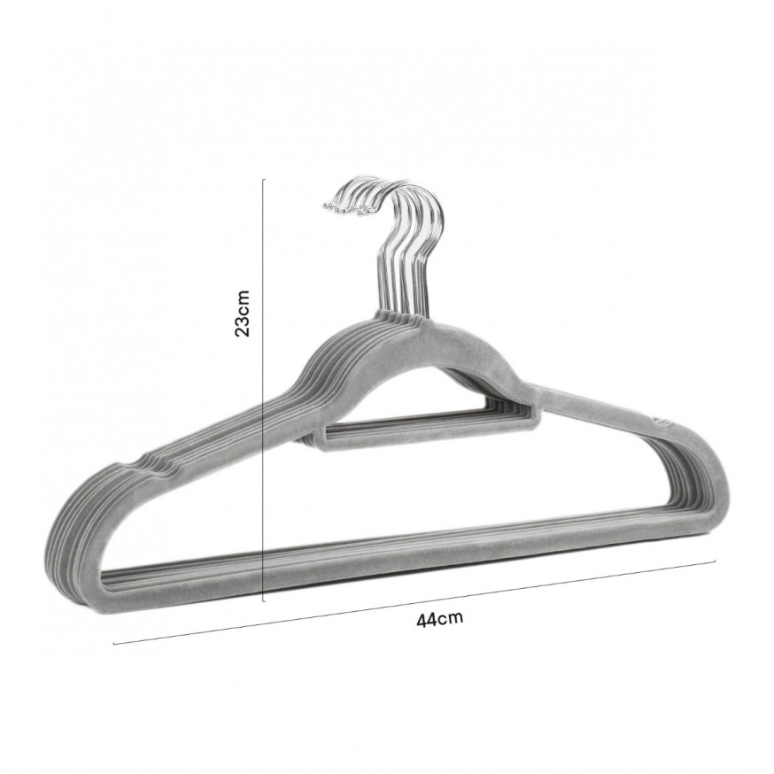 OHS 10 Piece Flocked Hangers Grey
