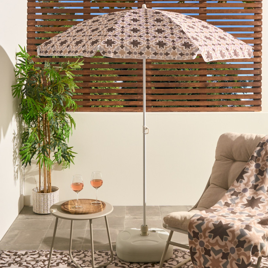 Parasol Cache OHS Tile Print Outdoor Parasol - Natural