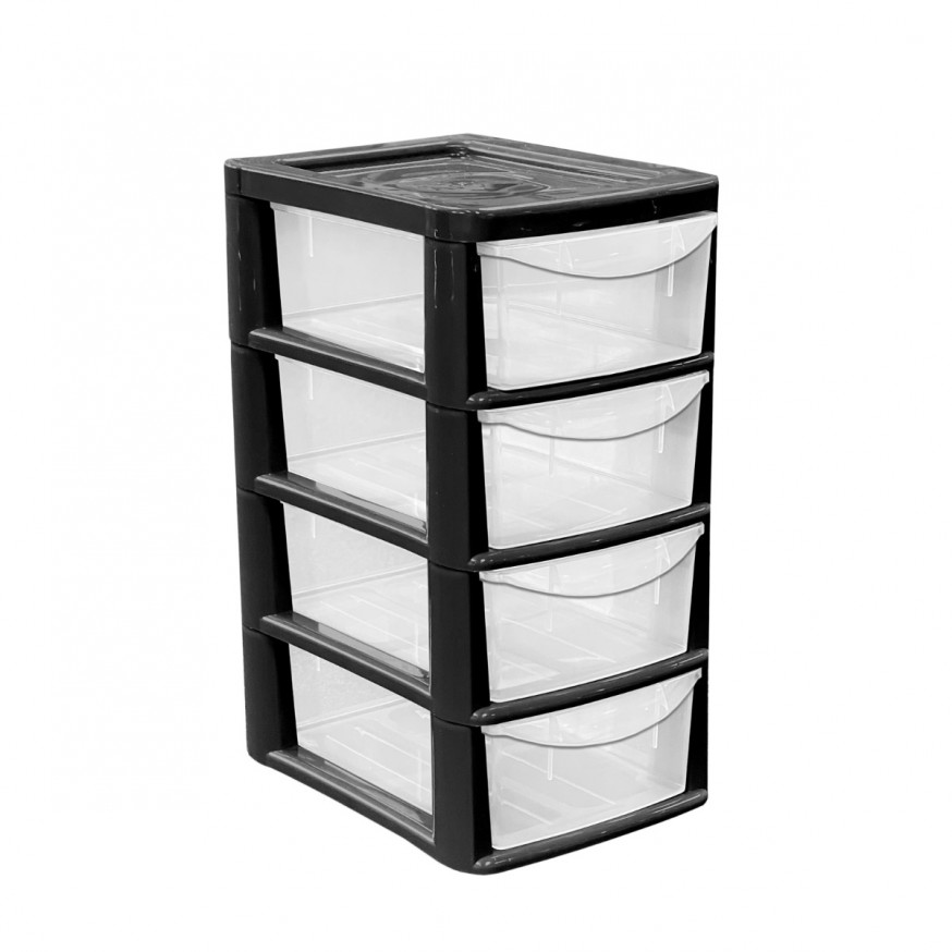 OHS Small 4 Drawer Storage Tower Unit Black