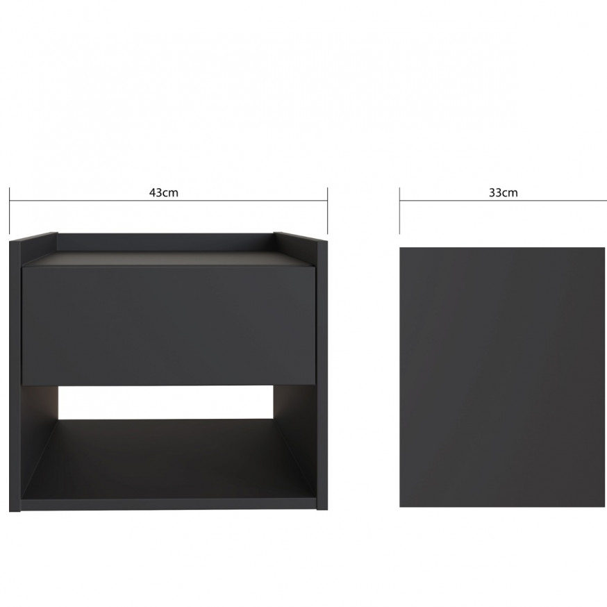 Harmony Pair Of Wall Mounted Bedside Tables Anthracite
