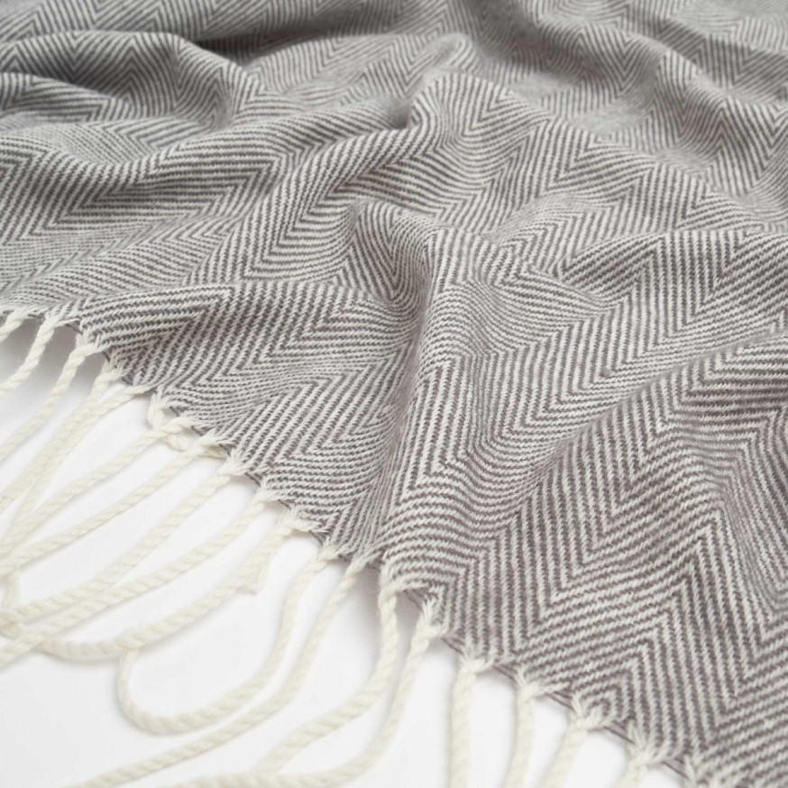 Highams Acrylic Stripe Chevron Fleece Throw Charcoal