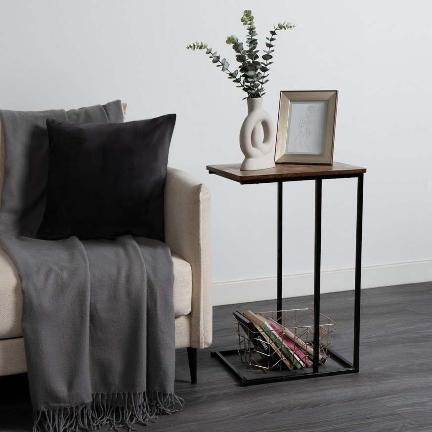OHS C Shape Side Table - Dark Wood