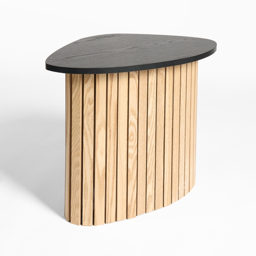 OHS Madison Ribbed Side Table - Light Wood/Black
