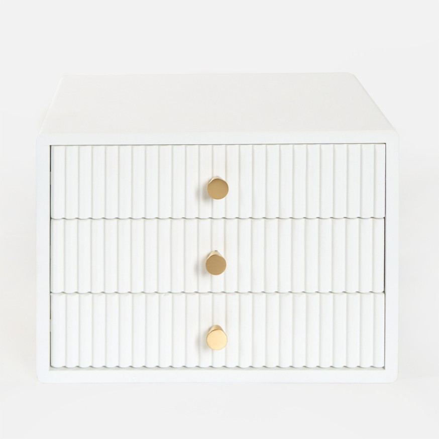 White Ribbed Desk OHS Small Ribbed Desk Drawers - White