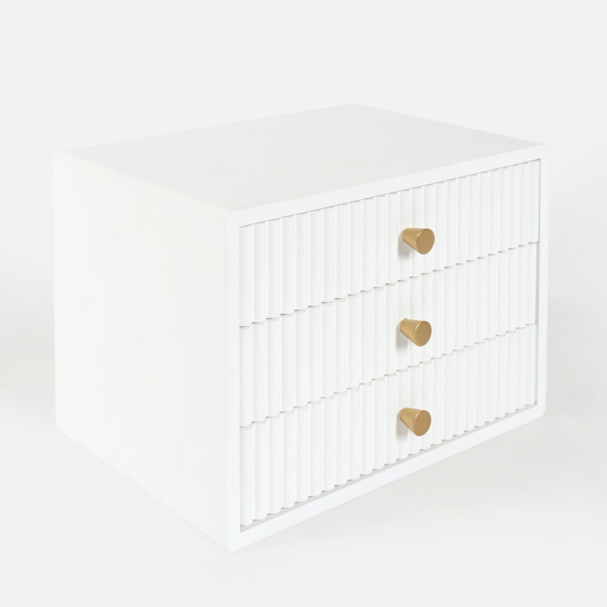 White Ribbed Desk OHS Small Ribbed Desk Drawers - White