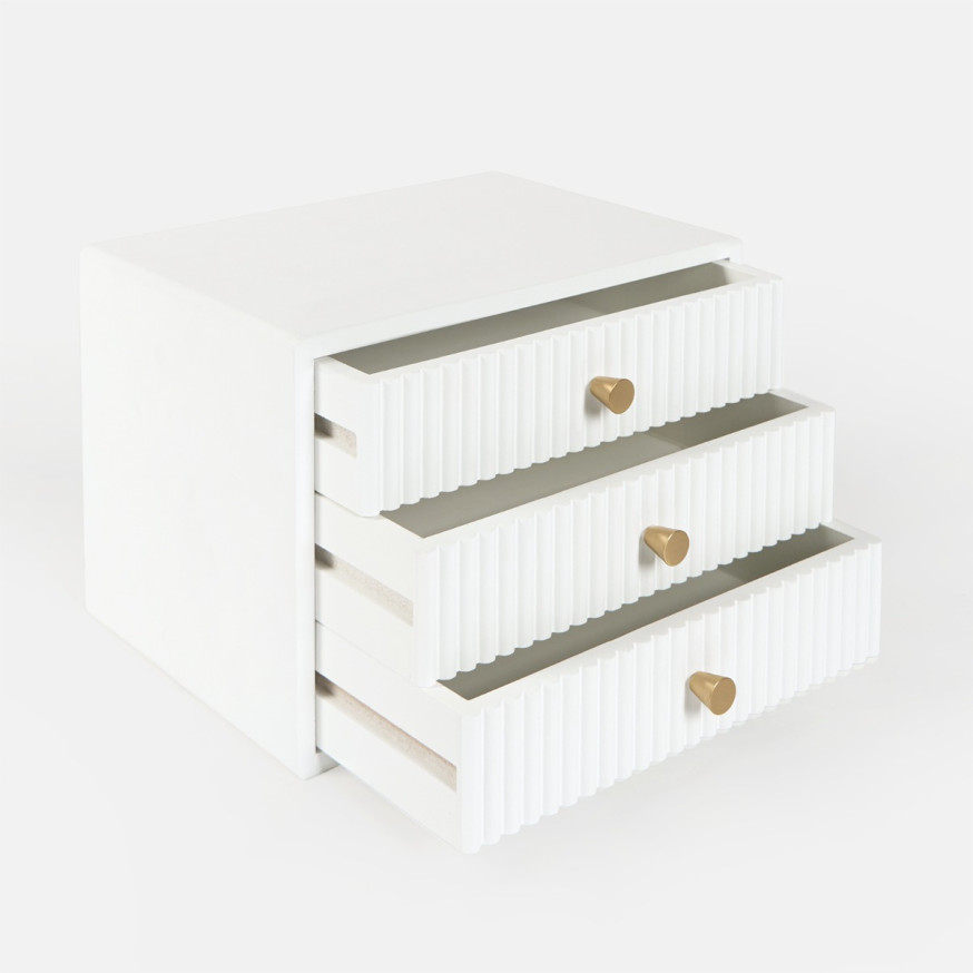 White Ribbed Desk OHS Small Ribbed Desk Drawers - White