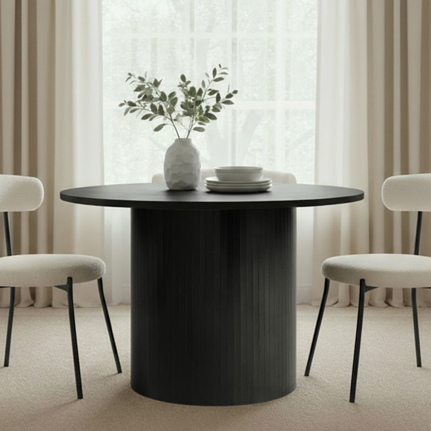 OHS Madison Ribbed Dining Table - Black