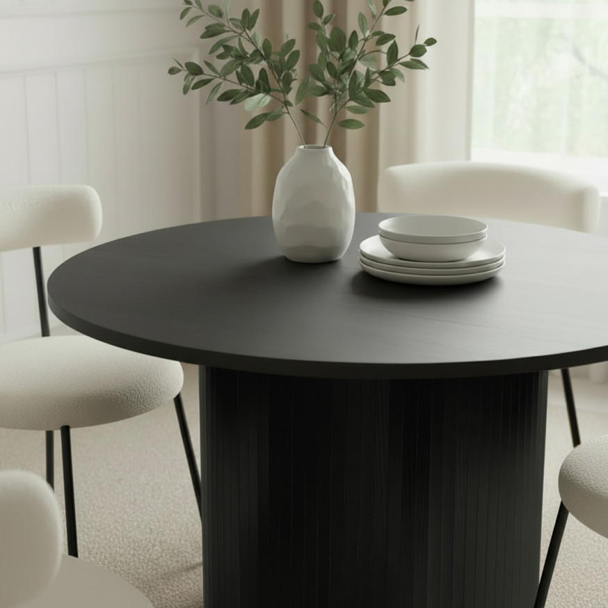 OHS Madison Ribbed Dining Table - Black