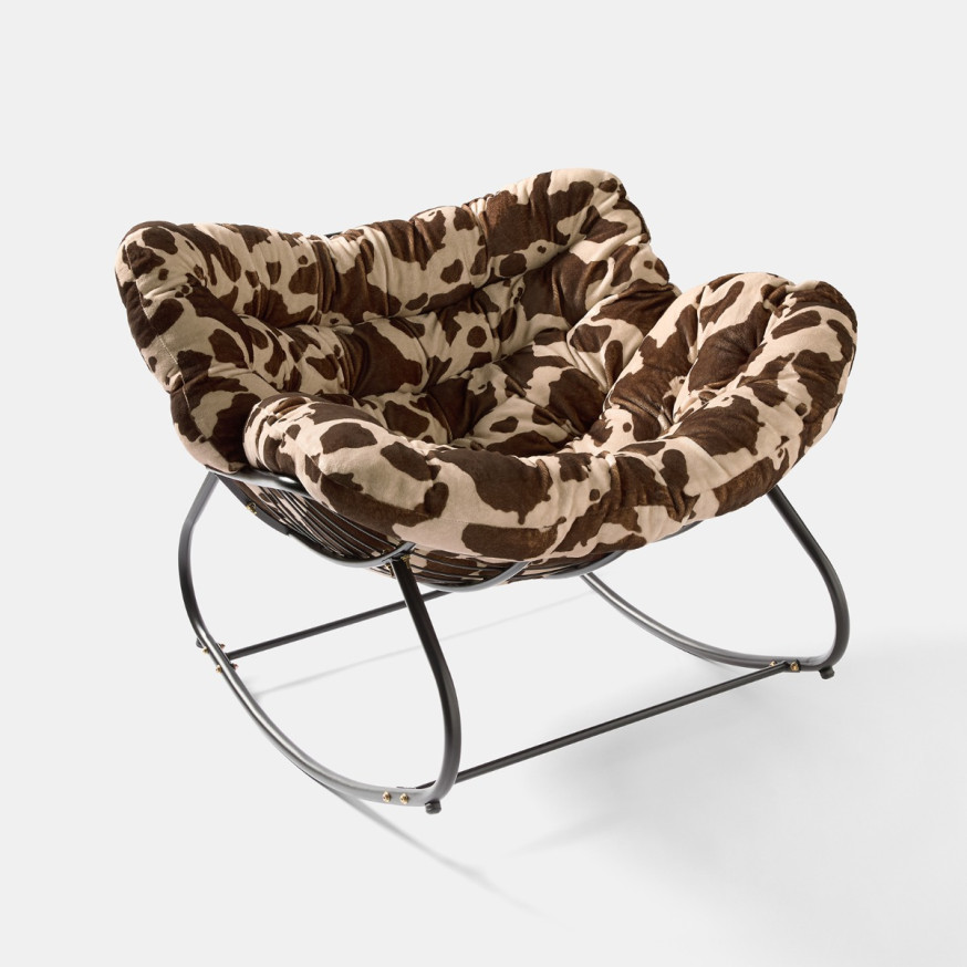 Animal Print Rocking Chair OHS Cow Print Rocking Chair - Natural