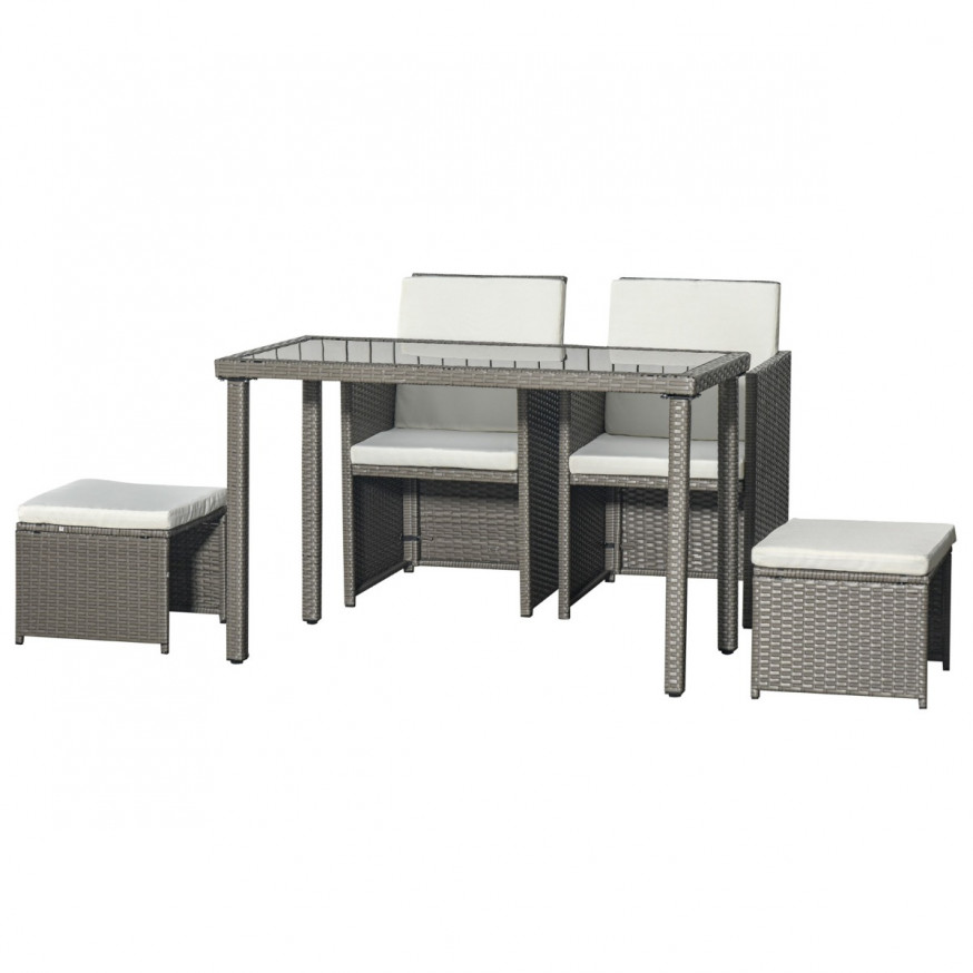 Outsunny Rattan Space Saving Garden Furniture Sofa Set, 5 Piece Grey