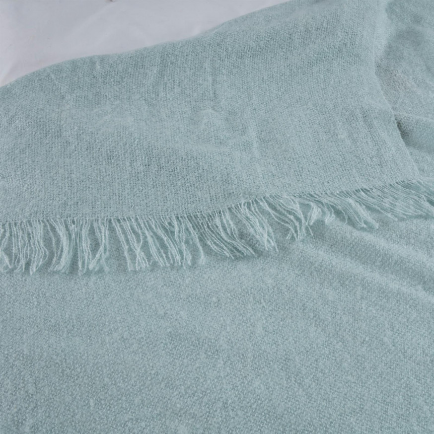 Highams Mohair Throw, Duck Egg Blue 150 x 200cm
