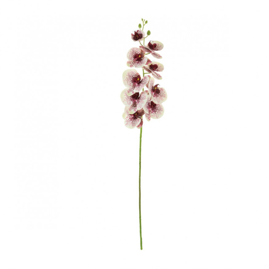 Artificial Single 9 Head Phalaenopsis Orchid Stem - Purple Harlequin
