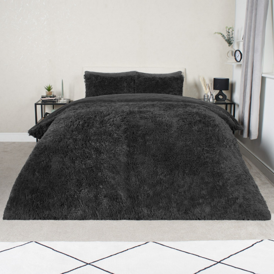 OHS Fluffy Duvet Set Charcoal