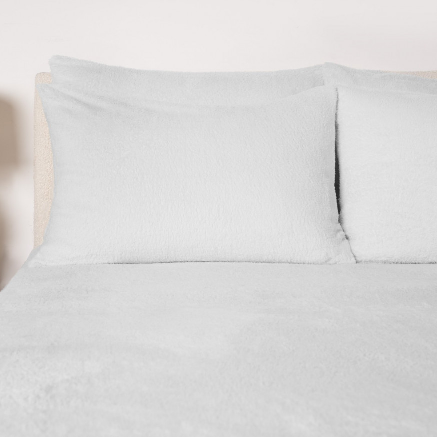 OHS 4 Pack Teddy Fleece Pillowcases Grey